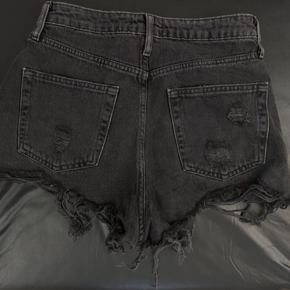 High Waist Black Jean Shorts - Picture 2 of 2